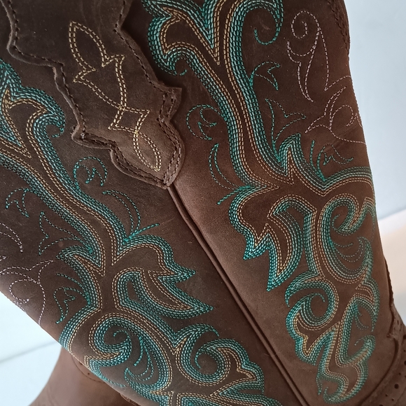 Justin Boots Brown Leather Cowboy Boots 5.5 Medium NEW - Picture 6 of 13